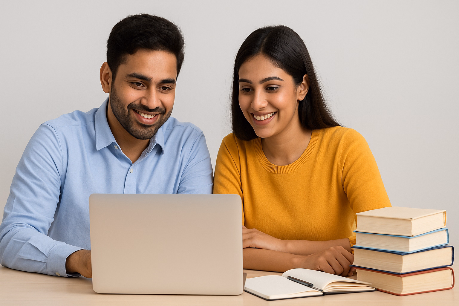 Person using laptop with books - loan calculator